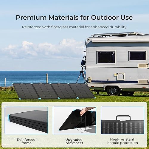 Miniatura 3 de Renogy Maleta de panel solar portátil de 300 W, 25% de alta eficiencia tipo N cargador solar plegable para estación de energía, duradero durante