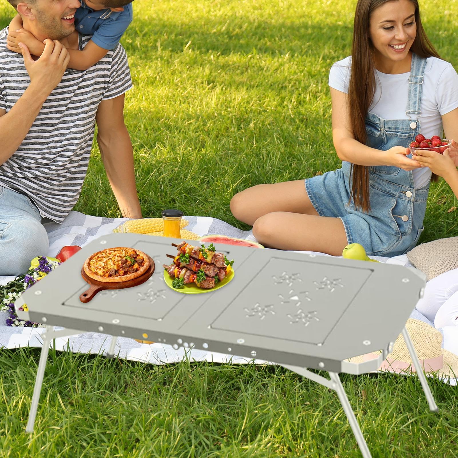 Składany stół | i przenośny aluminiowy sprzęt piknikowy - aluminiowy stół kempingowy, na spotkania rodzinne, sport, dom, patio, piknik, wędkarstwo, ogród, kemping