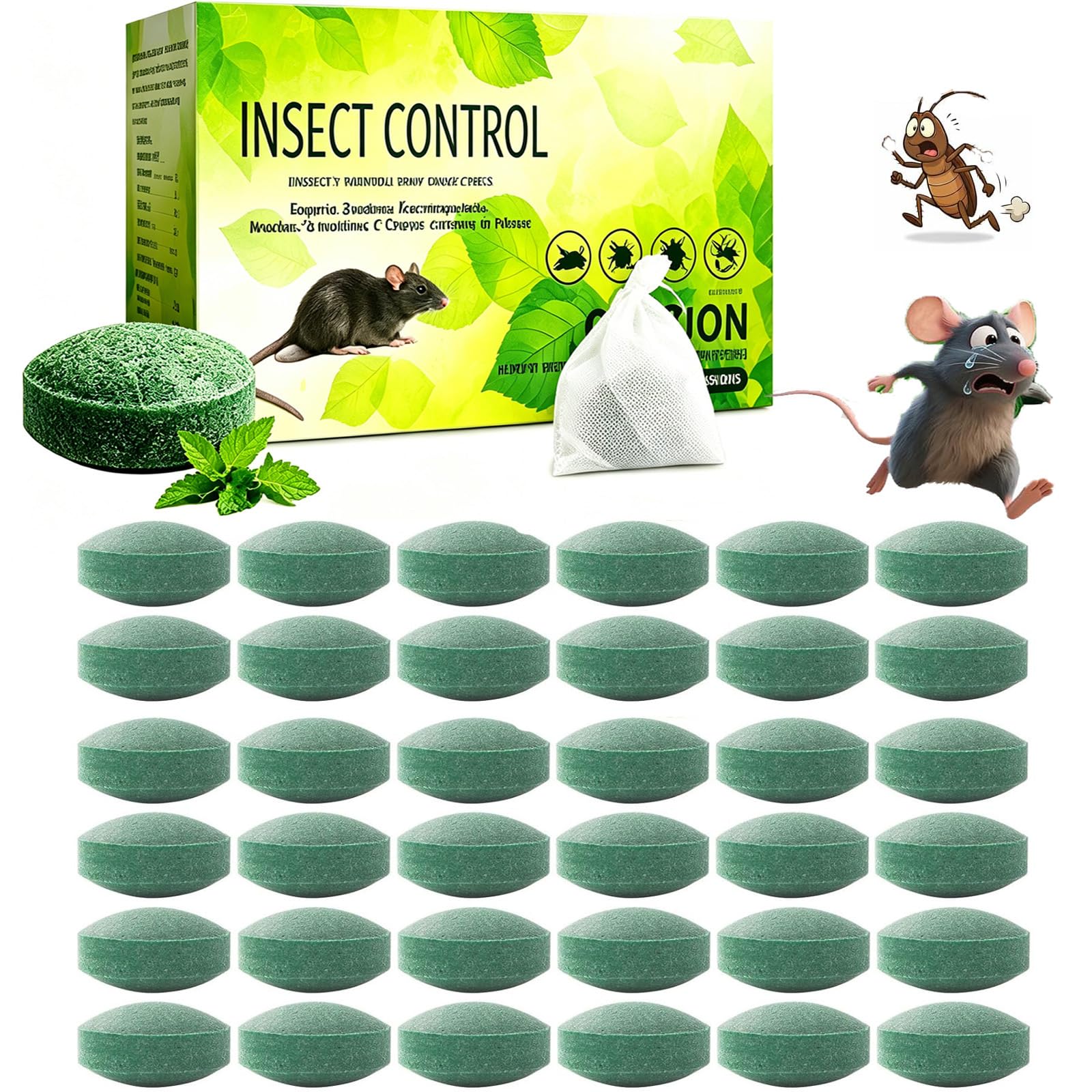 36 Pezzi Palline Repellenti all'Olio di Menta per Topi, Ragni, Scarafaggi e Insetti - Esche Vegetali Naturali per Scacciare Roditori e Parassiti da Auto, Casa e Garage - Sicure per Bambini e Animali