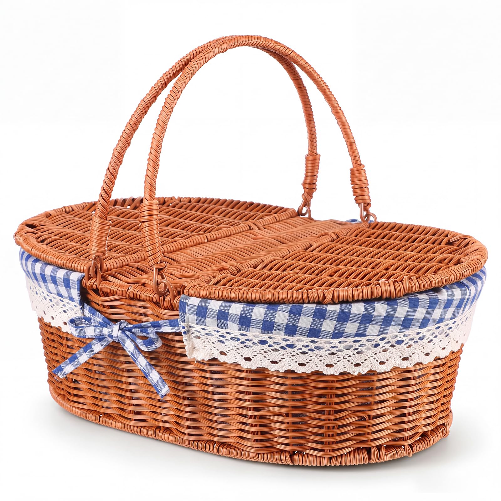 Junkin Large Wicker Picnic Basket Halloween Fairy Tale Cosplay, Blue