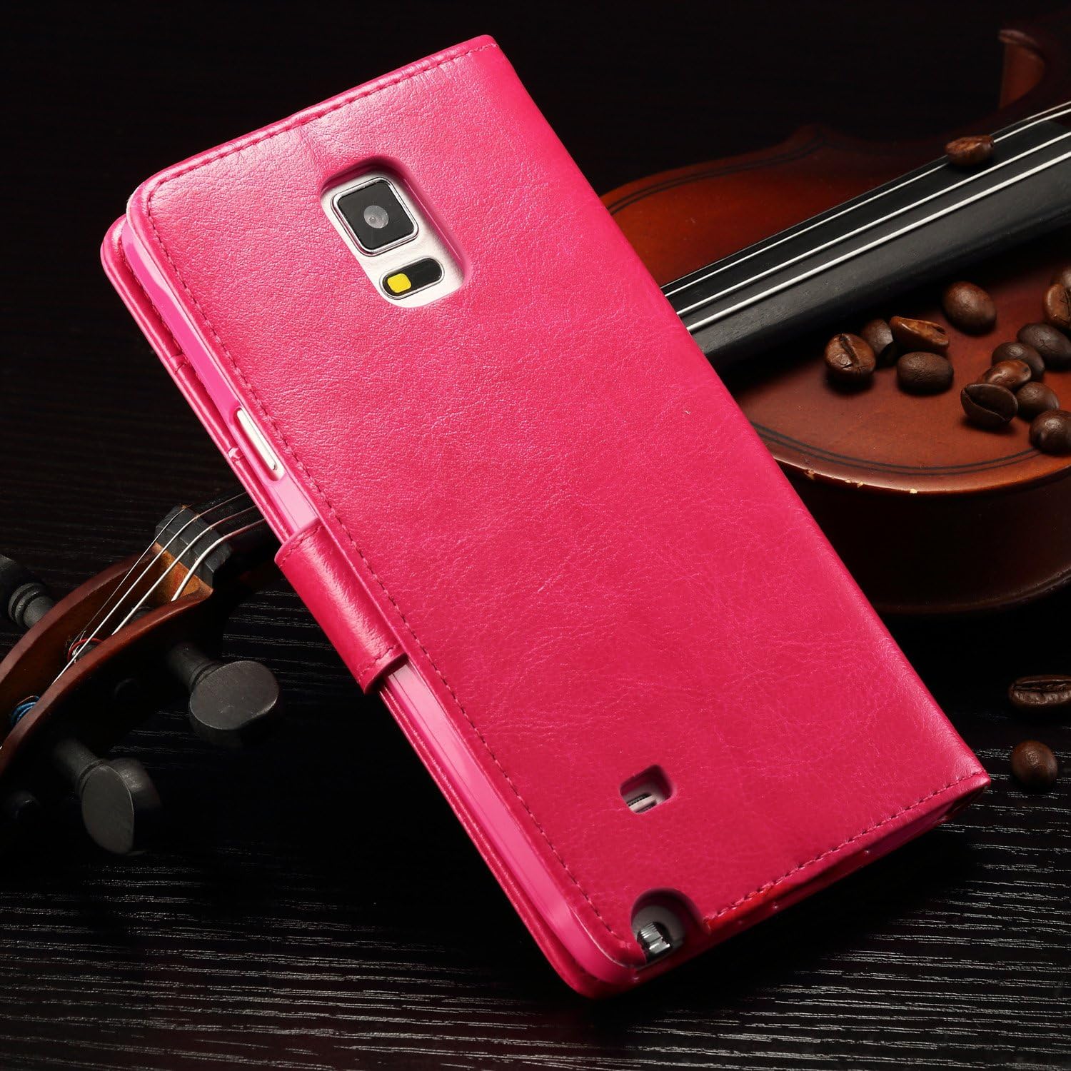 Joopapa Note 4 Case, Galaxy Note 4 Case, Galaxy Note 4 Luxury Fashion Pu Leather Magnet Wallet Flip Case Cover with Built-in Credit Card/ID Card Slots for Samsung Galaxy Note 4 (Pink)