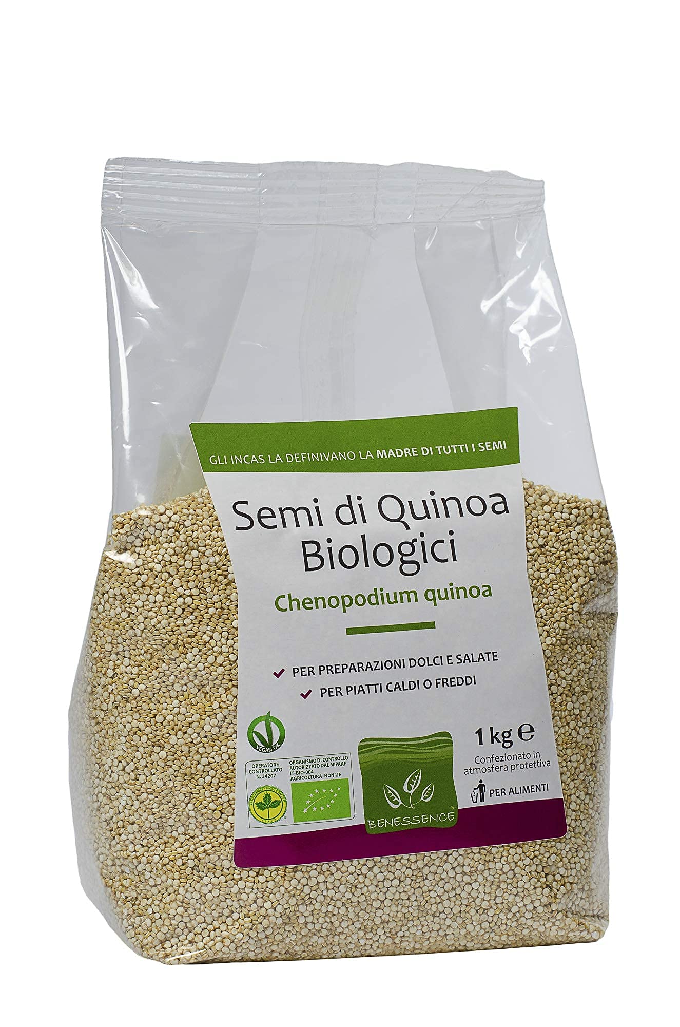 Benessence - Semi di Quinoa biologici in atmosfera protettiva - 3 confezioni da 1 Kg