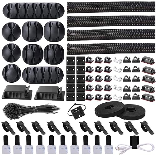 Cord Management Organizer Kit 4 Cable Sleeve split with 41Self
