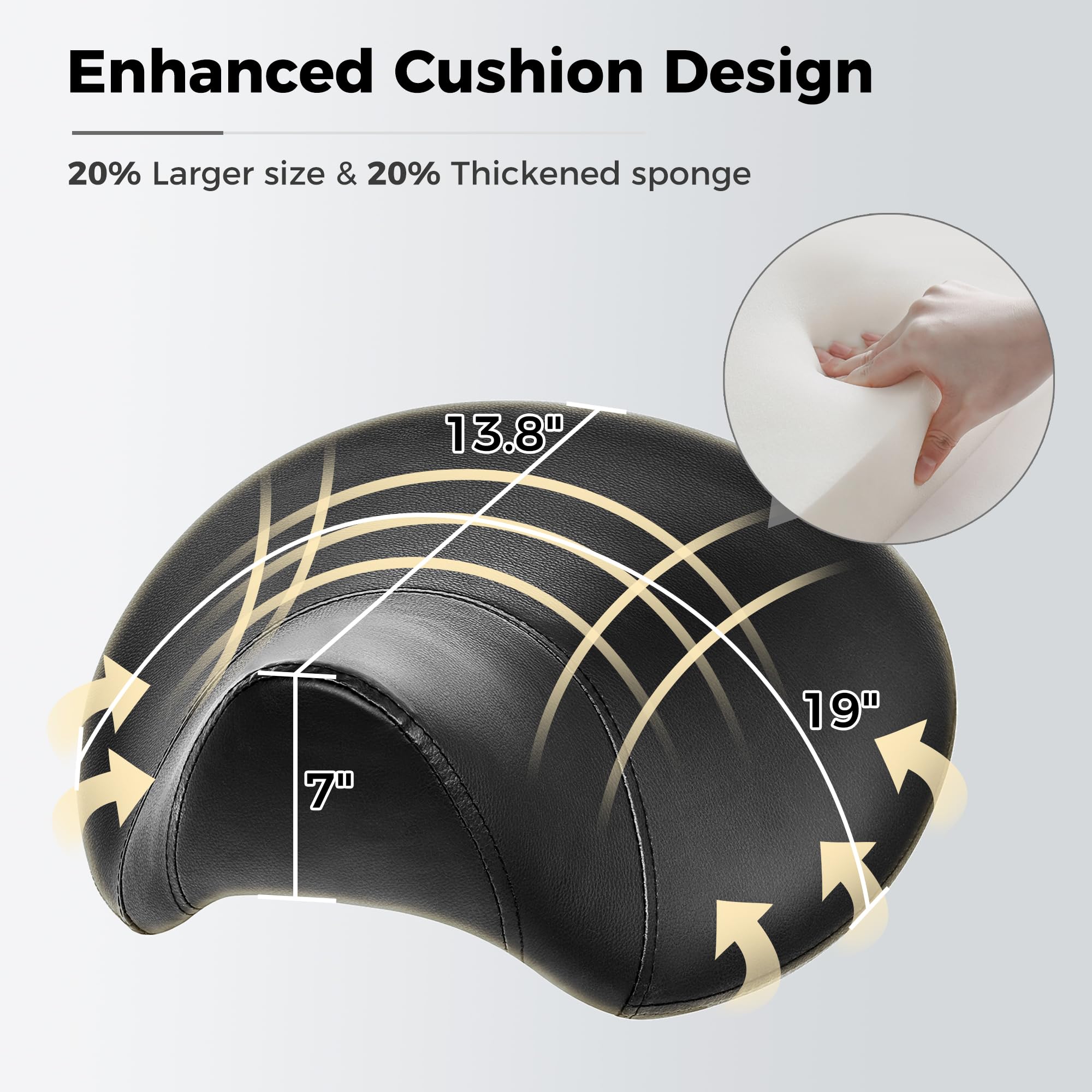 BEWISHOME Taburete con Ruedas,Taburete Giratorio Ajustable,de Piel Sintética Resistente con cojín Ancho,Ergonómico para Salones de Belleza,Spas y Clínicas (Negro)