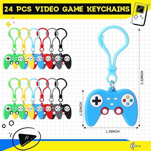 Miniatura 3 de Skylety Juego de 72 piezas de recuerdos de fiesta de videojuegos, pulseras de goma, sellos de videojuegos, llavero de langosta acrílico, suministros