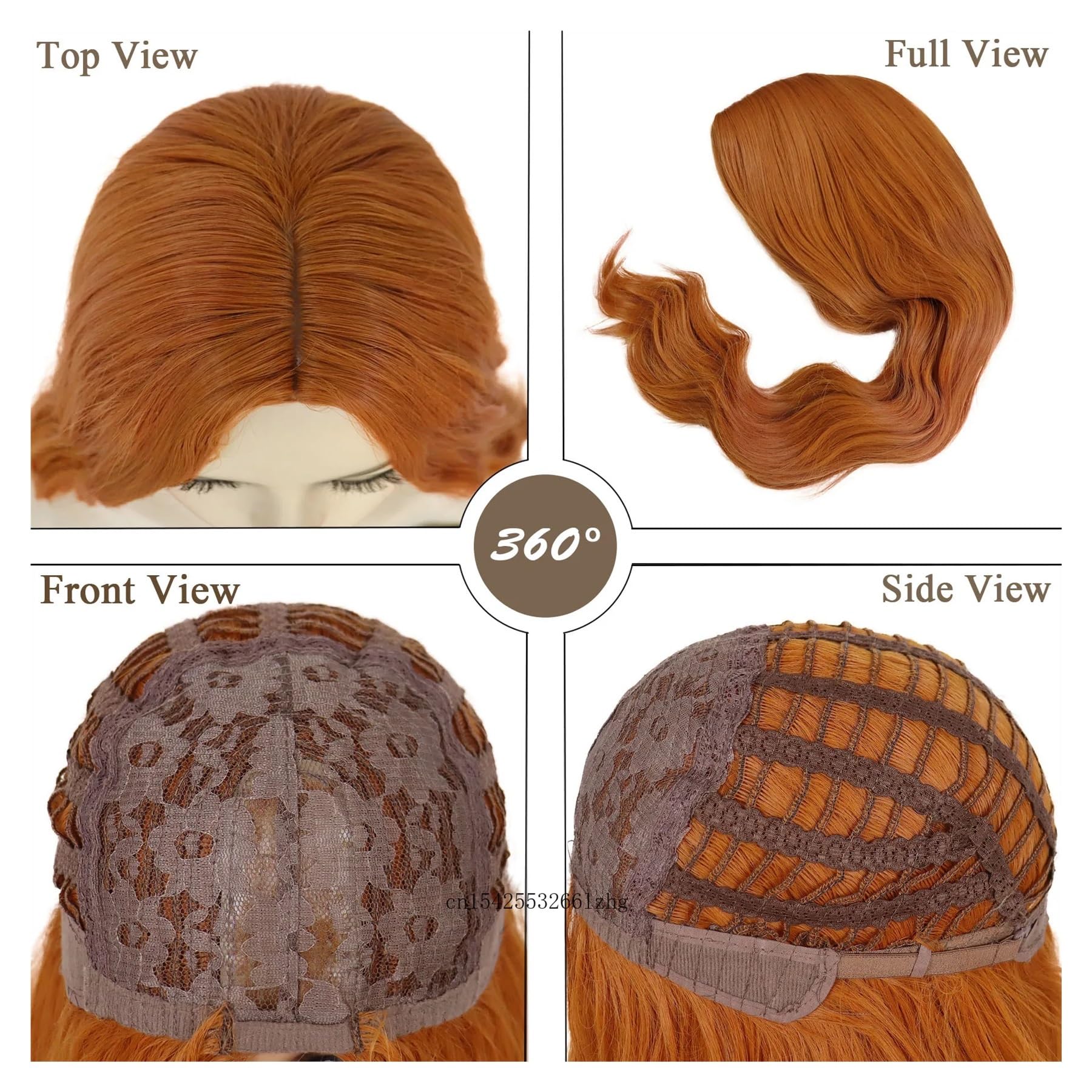 1pc pomarańczowe peruki do cosplay dla kobiet 26 cali długie kręcone peruka syntetyczna część środkowa imbir Drag Queen doczepy włosów(Auburn)