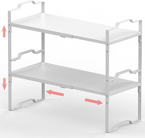Jojocross Estante expandible para organizador de gabinete estante de especias apilable ajustable en la cocina y el baño organizador de armario de
