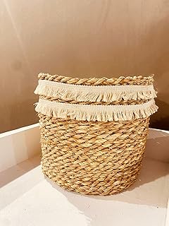 Natural Pampas Plant Bohemian Basket 30cm