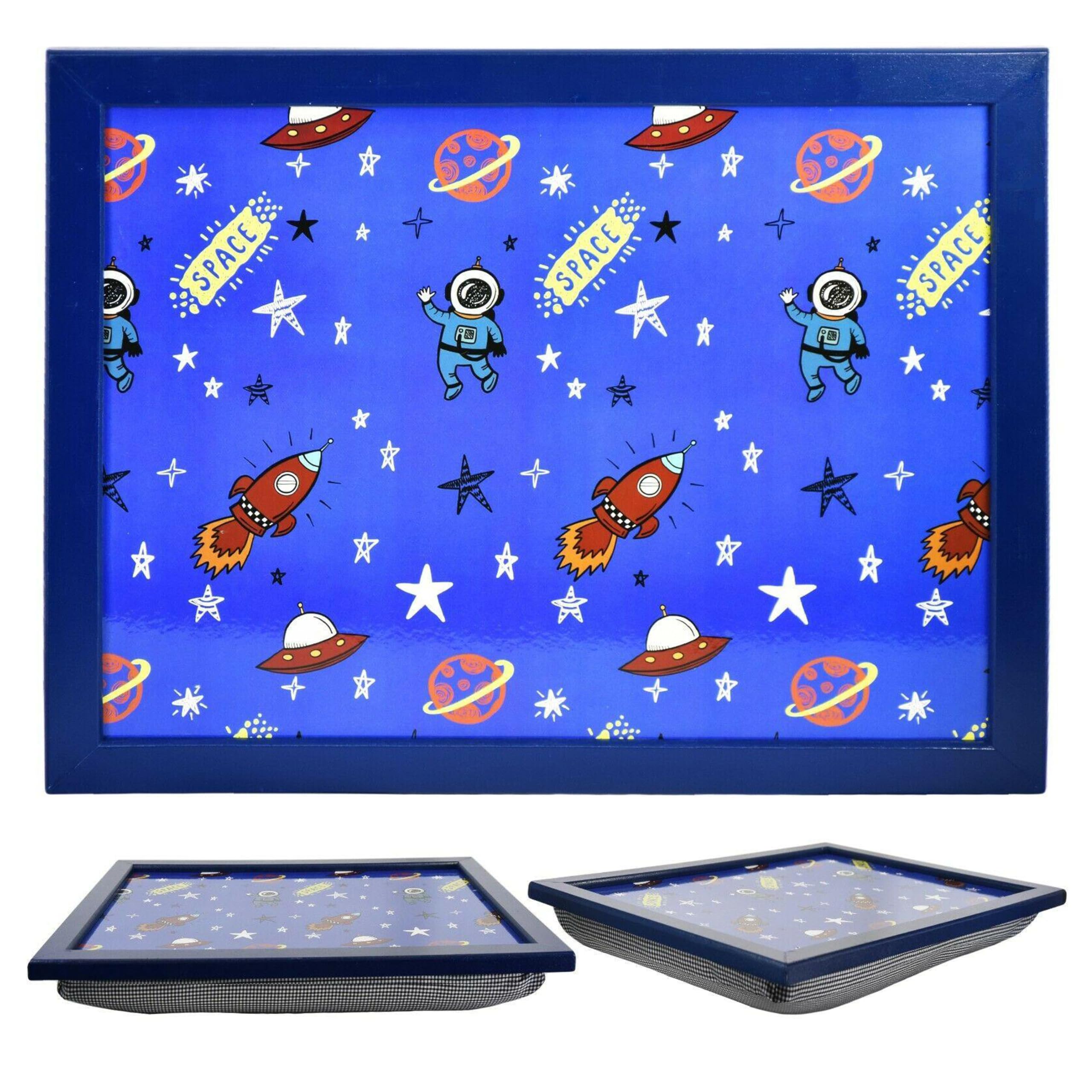 MTS Wooden Lap Trays with Bean Bag Cushion - Space Design - Large Padded Tray for Kids - Suitable for Food, Art, Studies, TV, Sofa, Bed - Fantastic Gift for Space Loving Boys and Girls — image 1