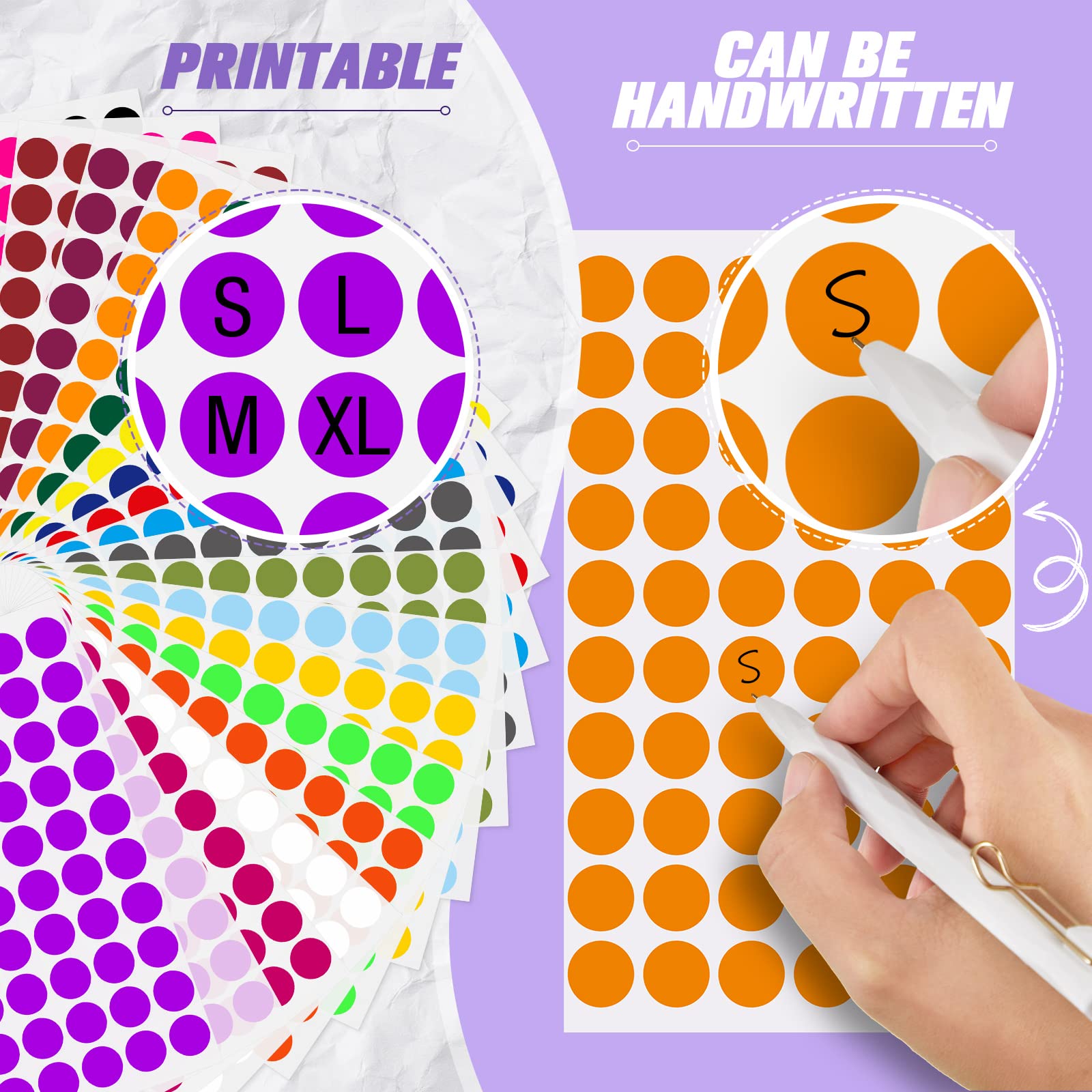 Lot de 24 000 étiquettes autocollantes rondes de 1,27 cm de couleur unie pour coloriage, marquage, organisation