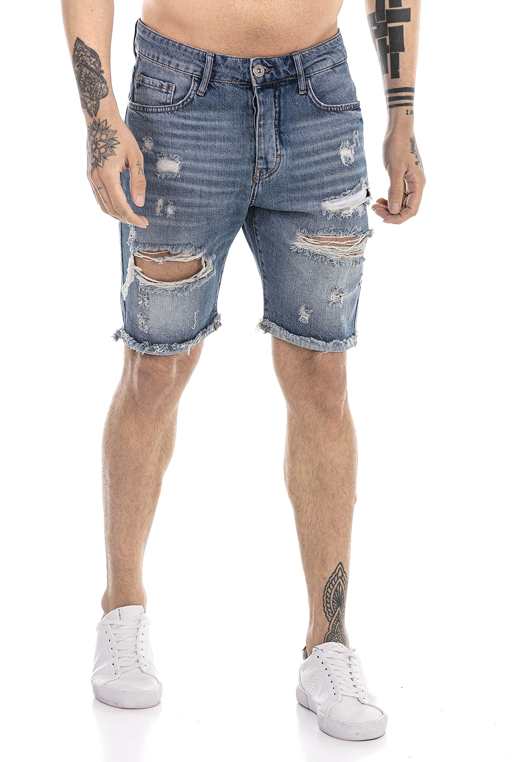 RED BRIDGE Vaqueros Cortos para Hombre Jeans Shorts Denim Destroyed Look