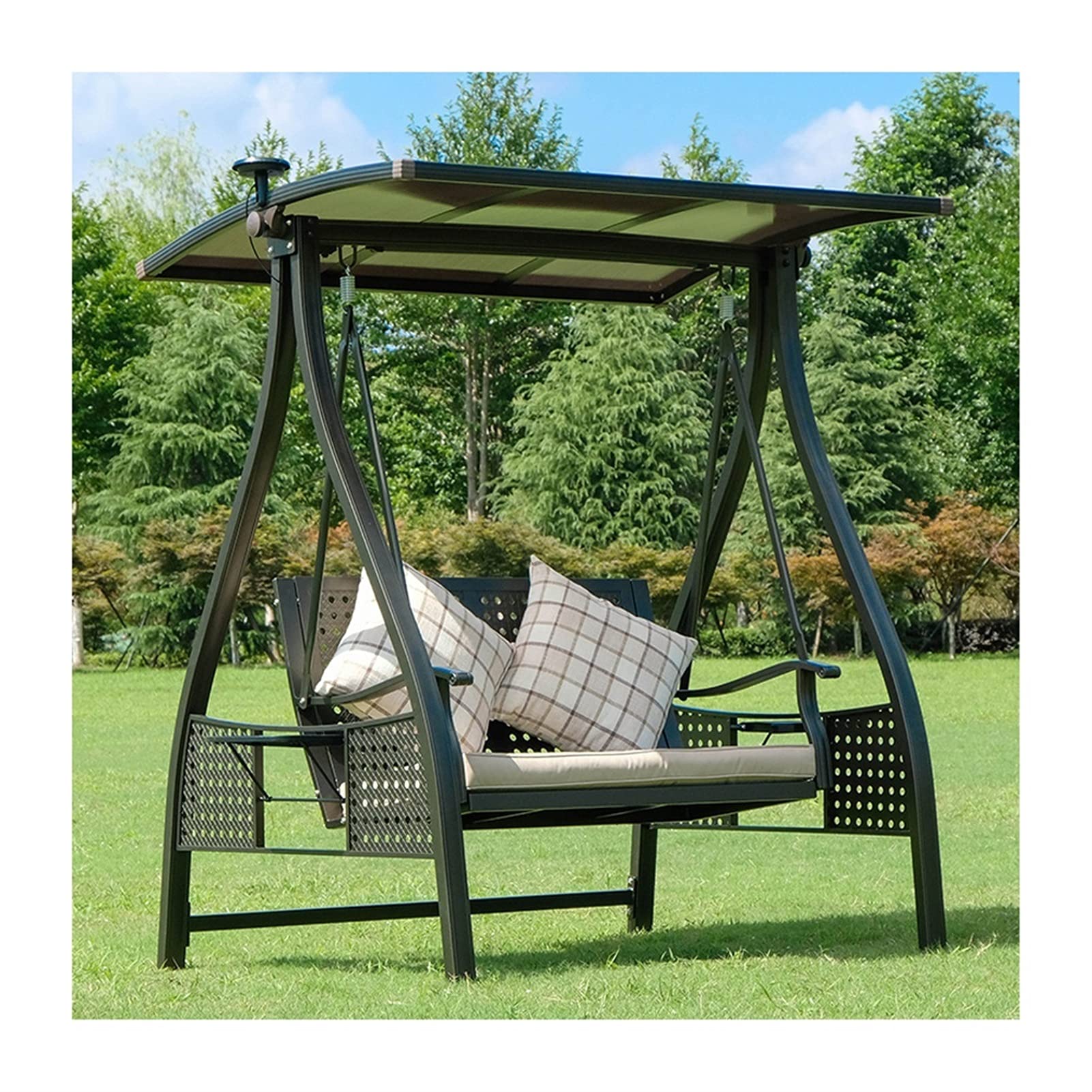 Terrasse Schaukel Veranda Gleiter Hängematte Hängebank Stuhl, Outdoor Schaukelstühle mit Baldachin, Gartenschaukel Hängematten Schaukelbank Perfektes Set für Terrasse, Garten