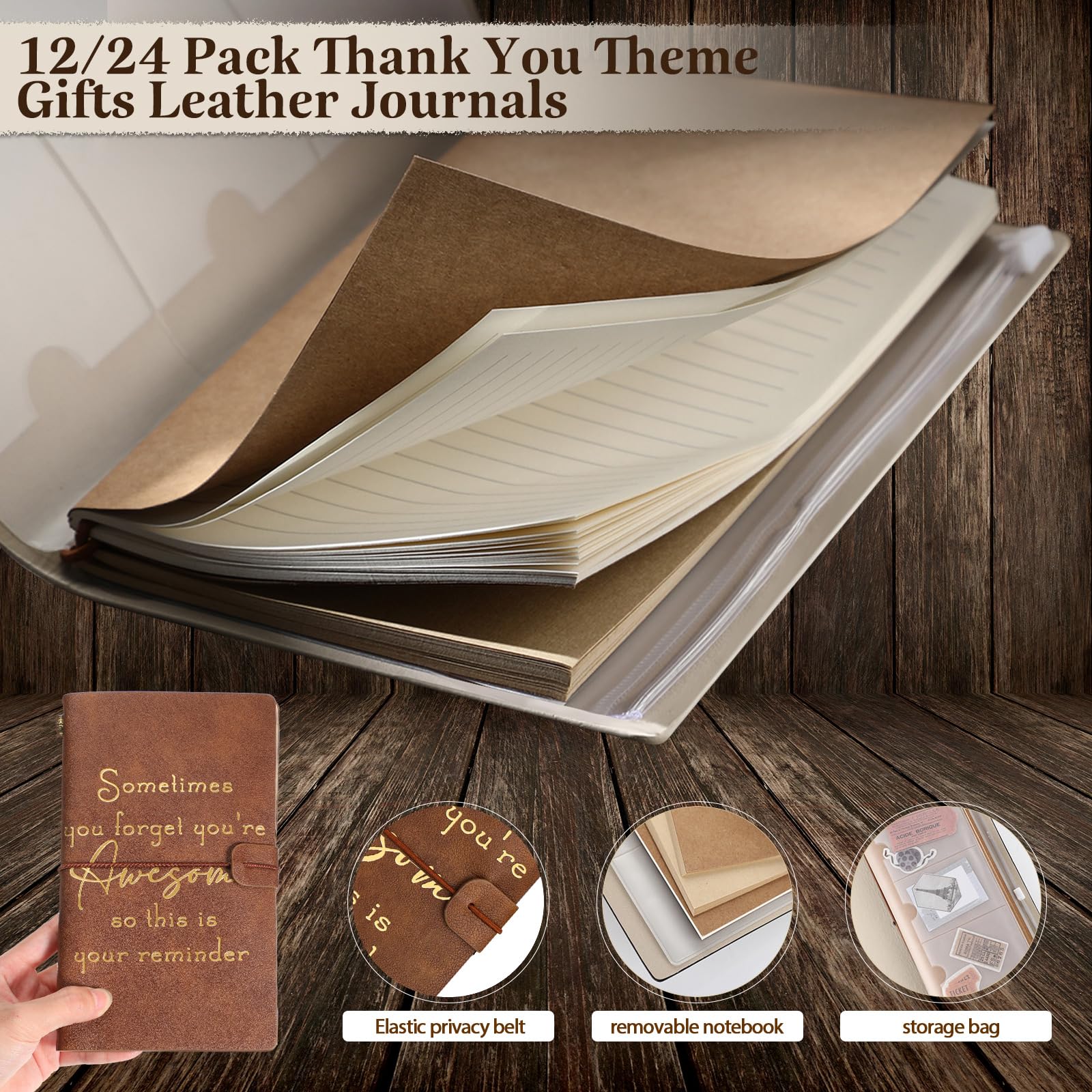 Lot de 12 carnets de poche inspirants en cuir pour femme, homme, collègue, employé, enseignant, infirmière, bénévole, étudiants, médecins, patrons, équipe de retraite