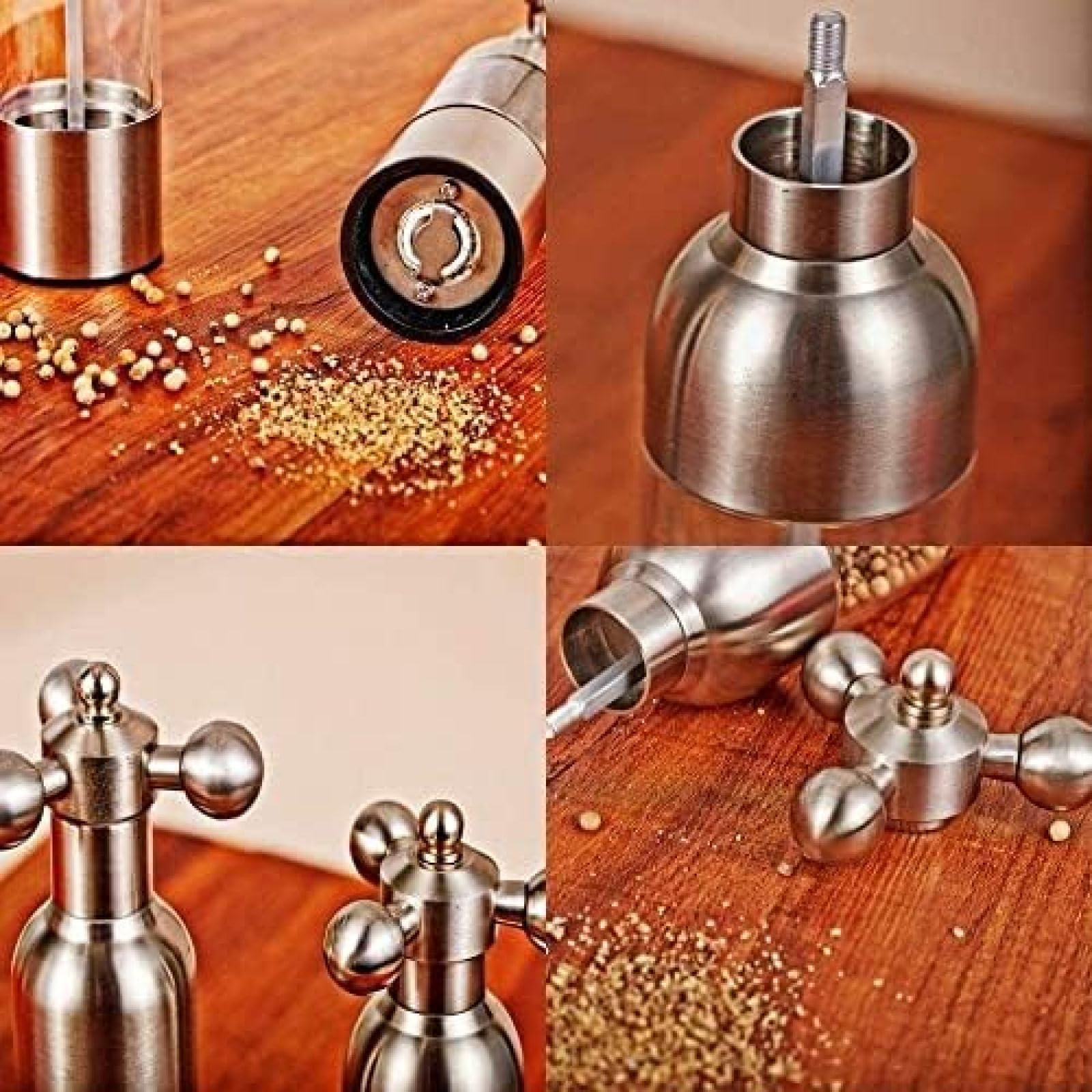 Set macina sale e pepe - Macina pepe in acciaio inossidabile Macina pepe Rubinetto dell'acqua Macina pepe nero Bottiglia per condimento manuale macina sale,Nero