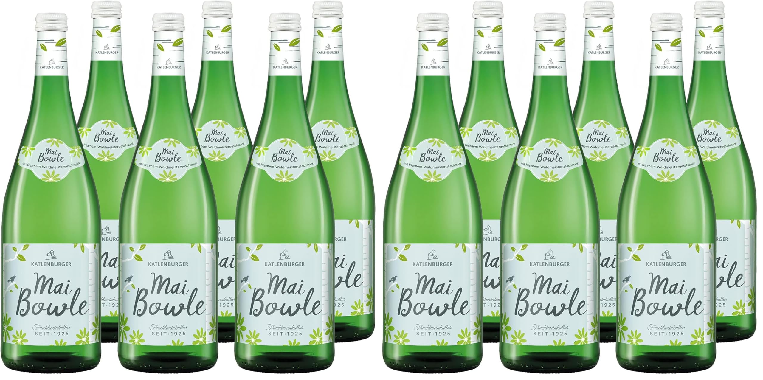KATLENBURGER - Maibowle | Frische und spritzige Bowle aus hochwertigem Fruchtwein aus Deutschland. Geschmacksrichtung Waldmeister. Inhalt: 6x 1l mit 7% vol. (Packung mit 2)