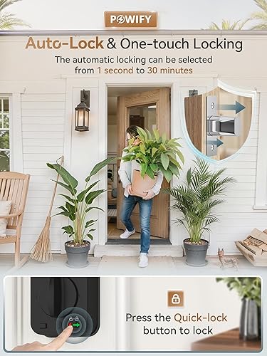 Miniatura 5 de Juego de cerraduras inteligentes de huellas dactilares, bloqueo de puerta de entrada sin llave con control de aplicación con asa, teclado