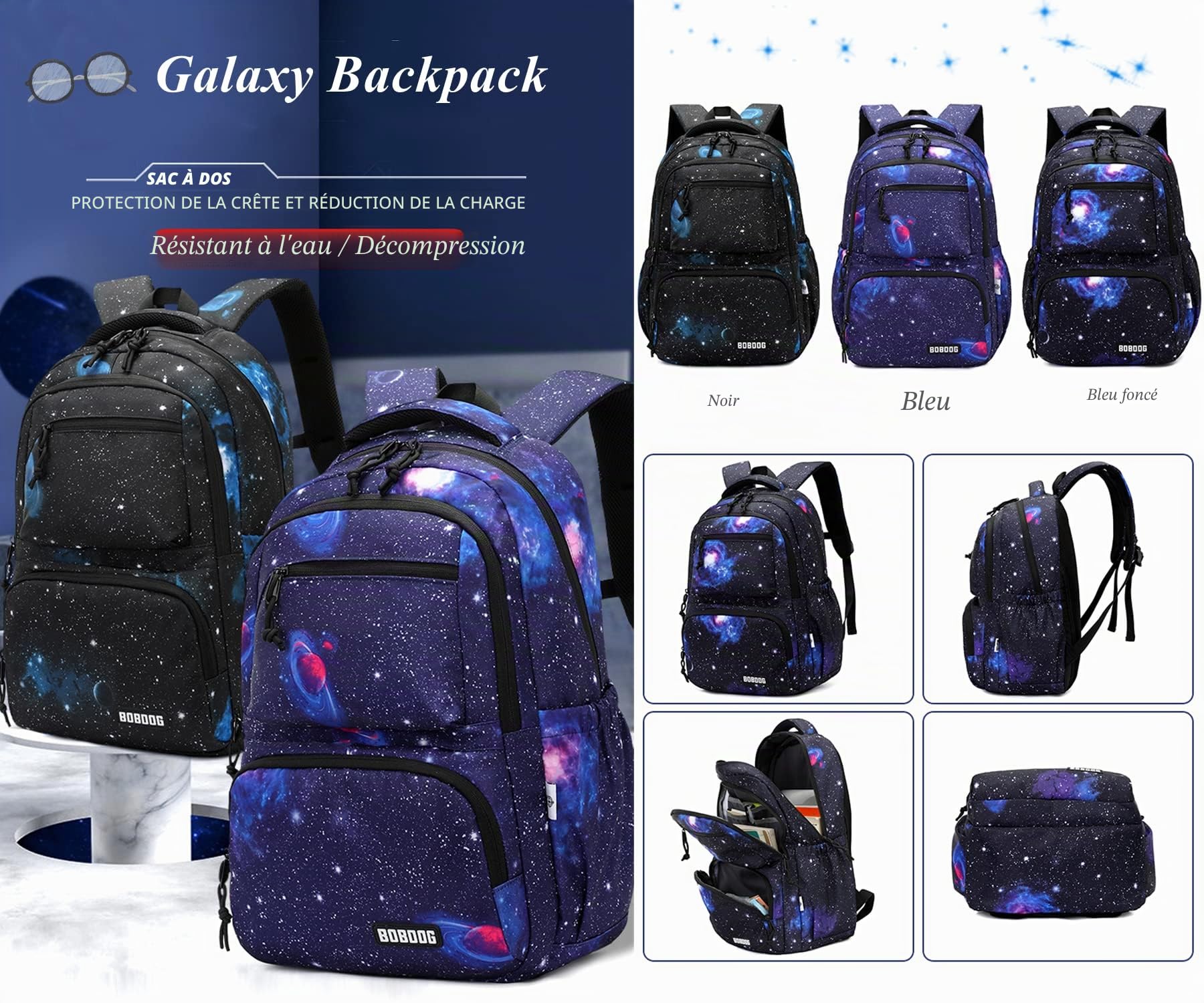Galaxy Print Sac à dos d'école pour garçon