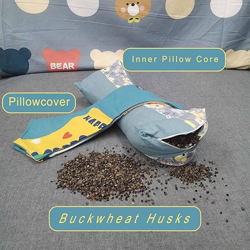 Miniatura 10 de Almohadas de trigo sarraceno para dormir, almohada de trigo sarraceno, almohada cervical lumbar, almohada redonda terapéutica para durmientes, dolor