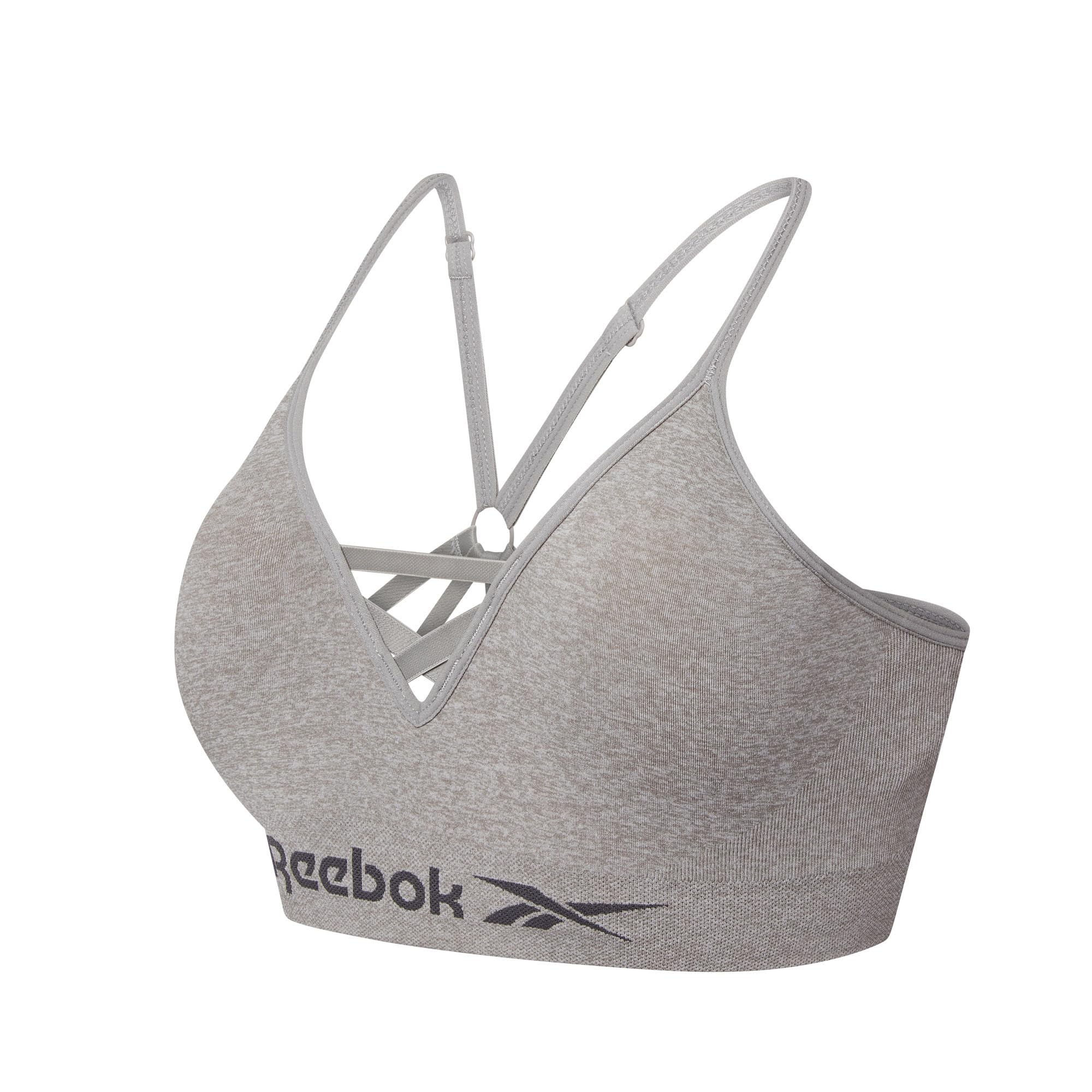 Reebok Womens Seamless Gym Top | Womens Gym Tops with Halter Neck Design | Wireless Bra Style Crop Top for Women Activewear | Black, Grey or White