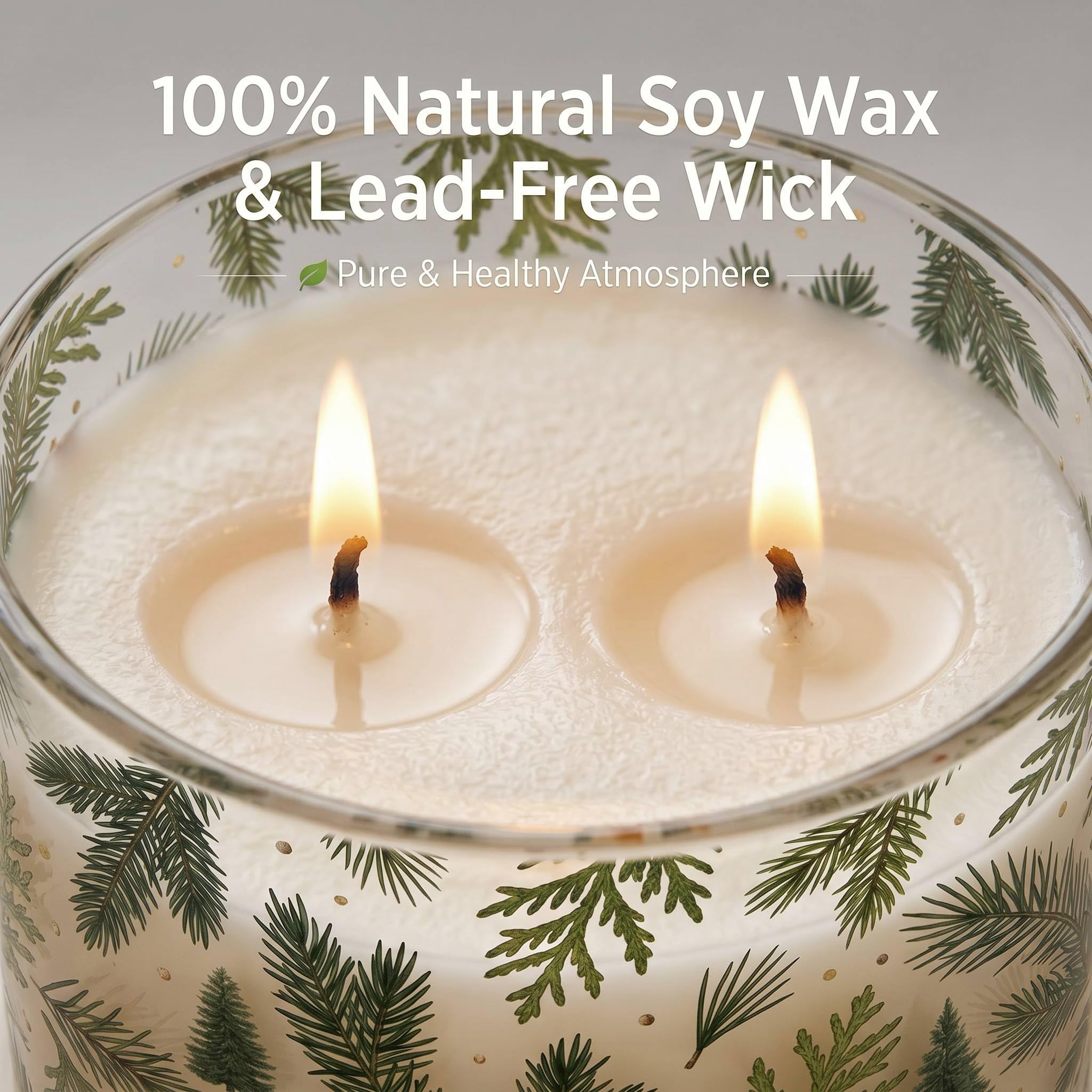 Homsolver Fraser - Velas de abeto y pino de cedro, velas de Navidad grandes de 2 mechas de 14 onzas, fragancia de bosque de invierno y Navidad, cera de soja de coco de larga duración para decoración
