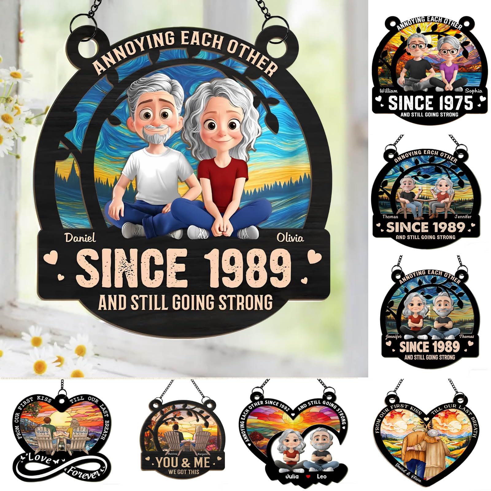 Annoying Each Other Since and Still Going Strong – Personalized Window Hanging Suncatcher, Annoying Each Other Since Personalized Gift for Living Room Decor Gifts for Him and Her