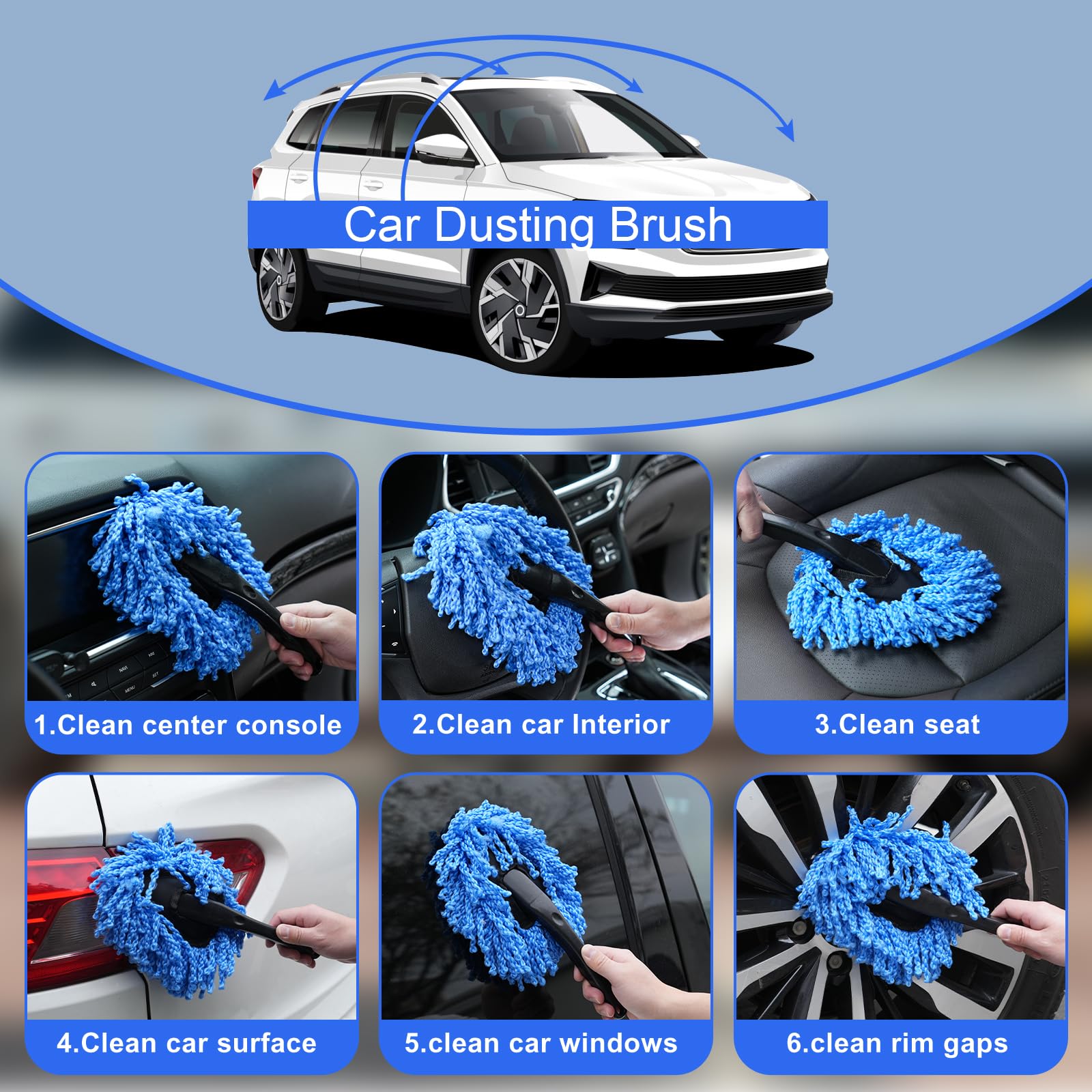 Herramienta limpiadora de parabrisas, kit de limpieza interior de automóvil de 14 piezas, kit de limpieza de interiores de automóvil, cepillos para detalles de automóvil, gel de limpieza de 6