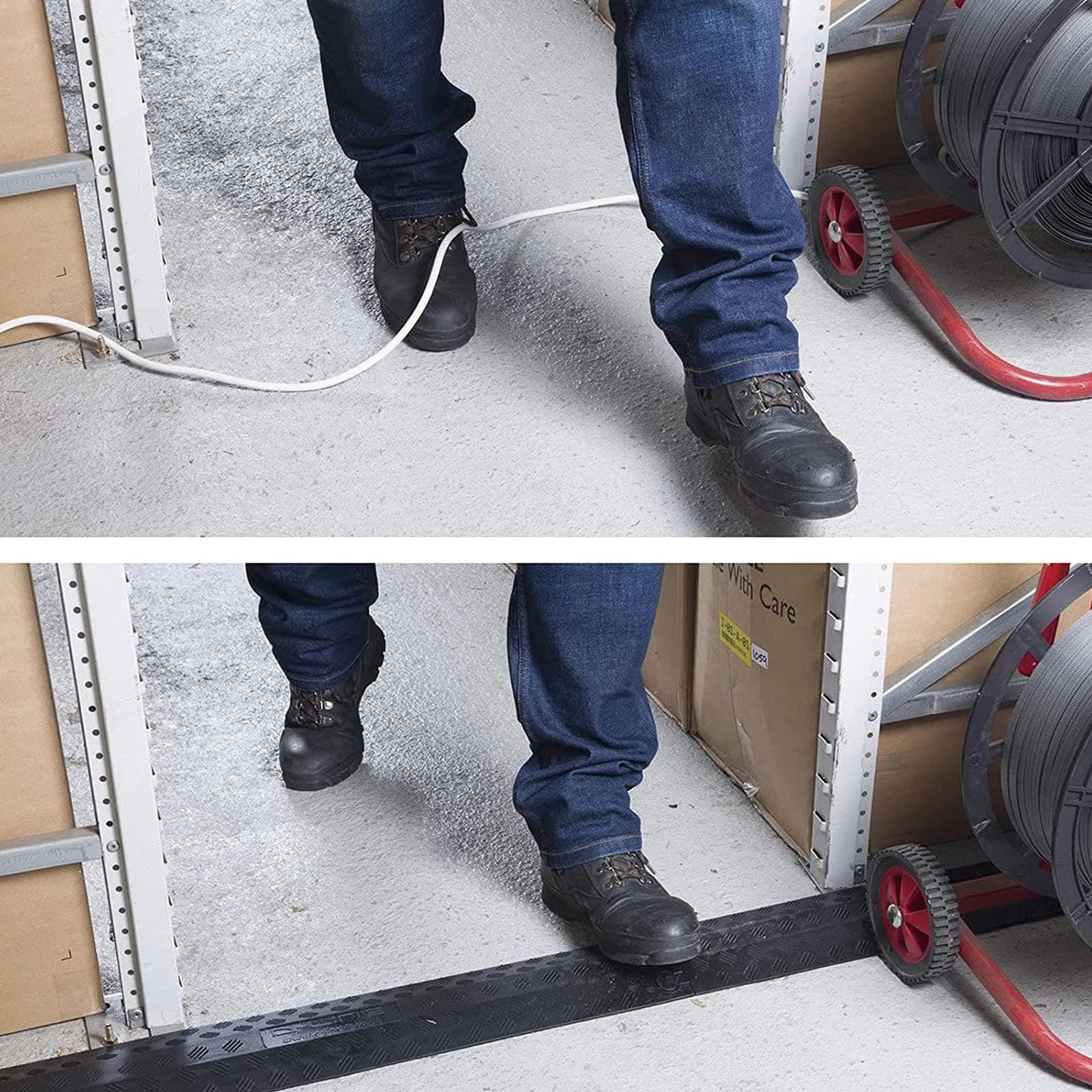 100x25x4 cm, Rampa De Protección De Cable, 1 Pieza 1 Vía Canaleta Pasacables De Suelo Canal Protector De Cables De Capacidad Máxima De Carga 1350 Kg/Eje
