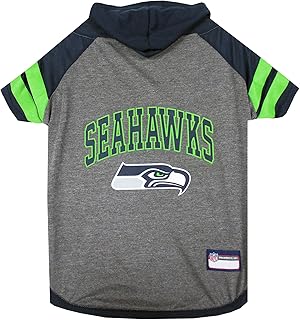 NFL Seattle Seahawks Hoodie for Dogs & Cats. | NFL Football Licensed Dog Hoody Tee Shirt, Medium| Sports Hoody T-Shirt for Pets | Licensed Sporty Dog Shirt.