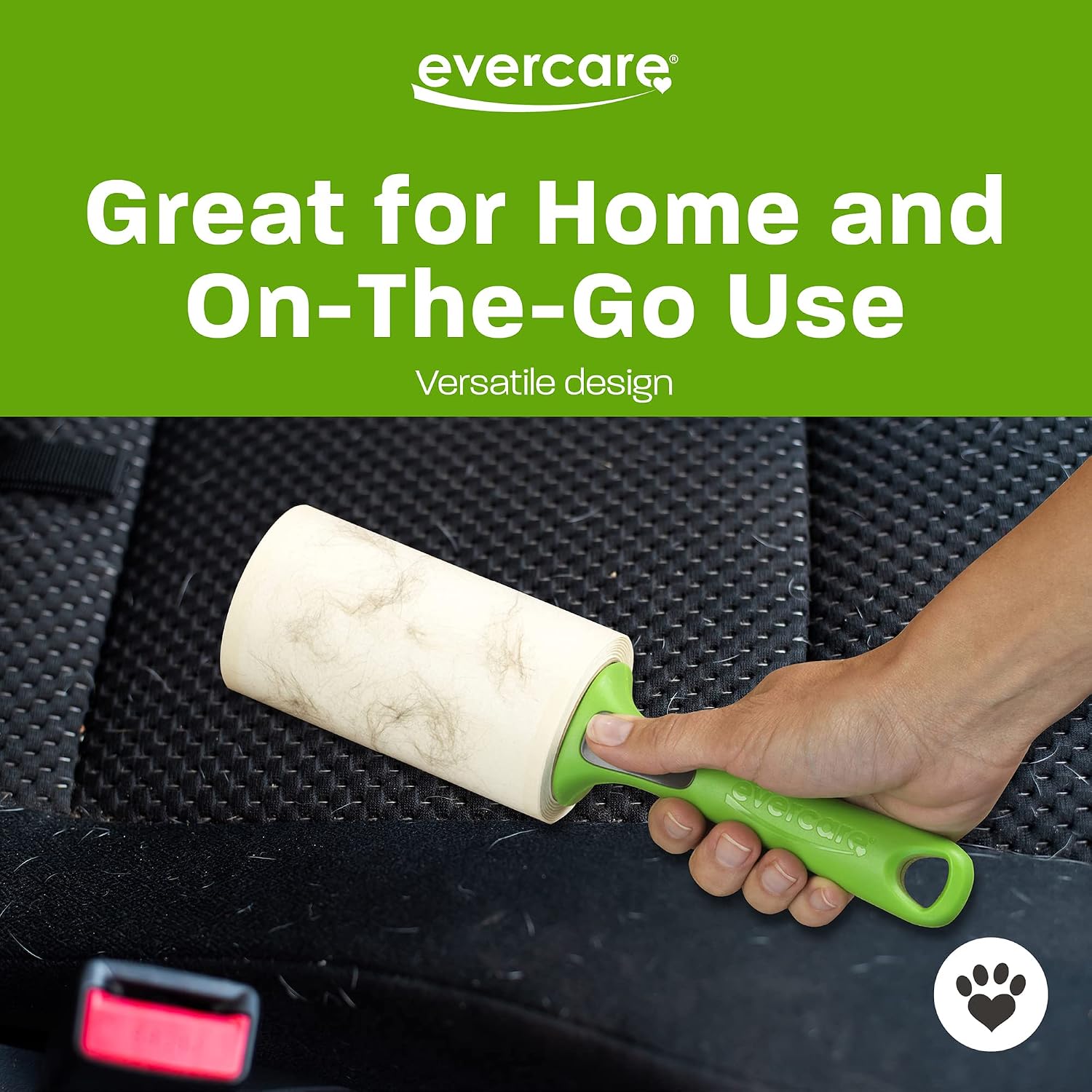 Evercare Pet Extreme Stick Giant Refillable Lint Roller, 60 Sheets, Green