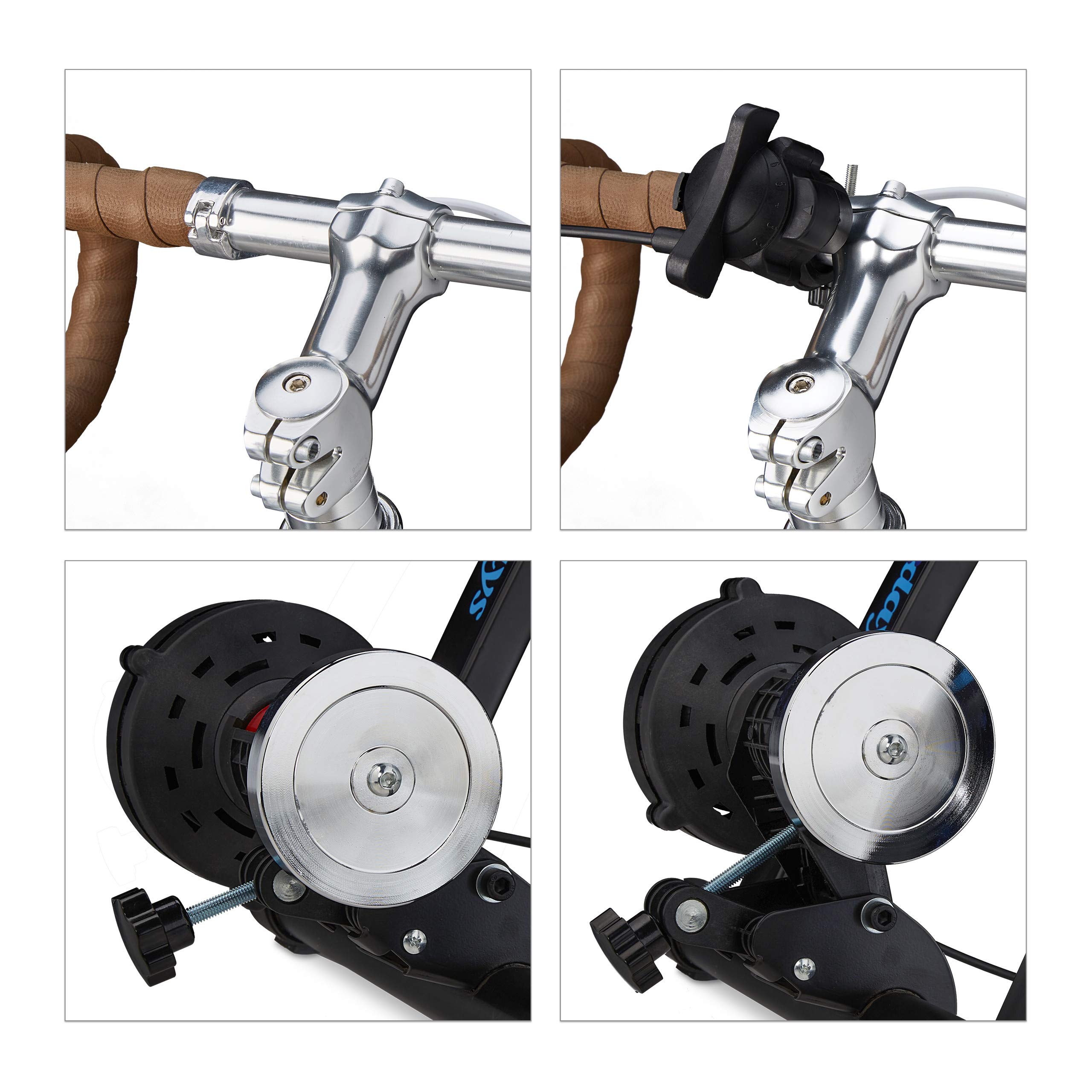 Relaxdays Rollentrainer Fahrrad, Radtrainer für 26-28 Zoll Reifen, bis 150 kg, klappbar, indoor, Magnetbremse, schwarz