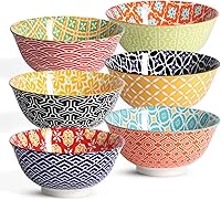 Metahom Ceramic Cereal Bowls Set of 6, 23oz Colorful Porcelain Soup Salad Dessert Bowls - Microwave Dishwasher Safe