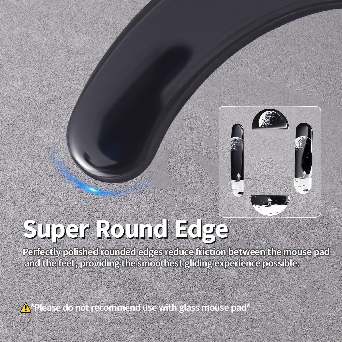 immoenuc Glass Mouse Skates for Logitech MX Master 3/3s Mouse Feet Pads Smooth Durable Slim 2.5D Curved Edge Mouse Replacement Accessories (Earth Pattern)