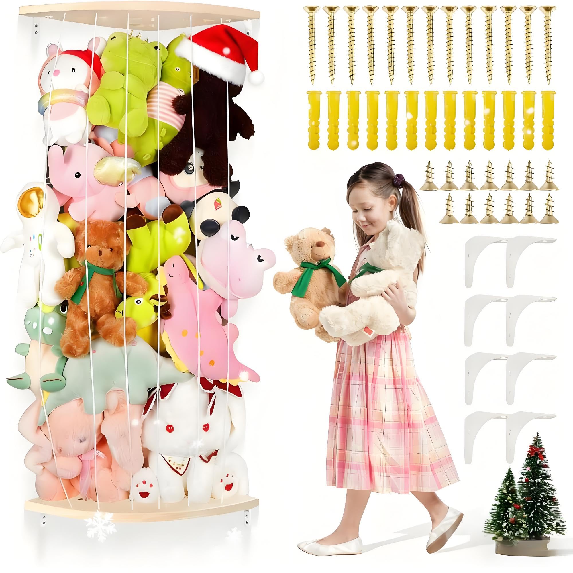 1 Pièce Rangement Peluche en Bois Pentagramme Range Peluche d'angle Suspendu Rangement Jouet pour Ranger les Peluches les Jouets les Poupées Chambre à Coucher Salon Salle de Jeux Gain de Place
