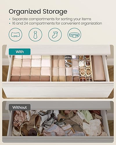 Miniatura 4 de SONGMICS Paquete de 4 organizadores de cajones, 80 celdas (2 x 16 + 2 x 24), separadores plegables, 11.8 x 11.8 x 3.9 pulgadas, para calcetines,