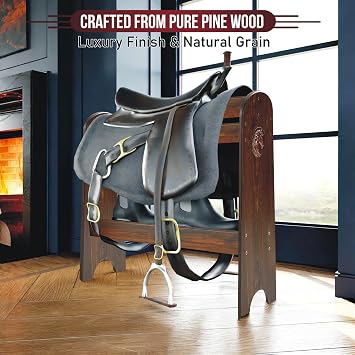 Pine Wood Saddle Rack | Ideal Saddle Stand for Horse Gear and Horse Tack Organizers | Suitable for Displaying Trophy Tack at Home | Compatible with English, Australian, Western Saddles (Walnut)