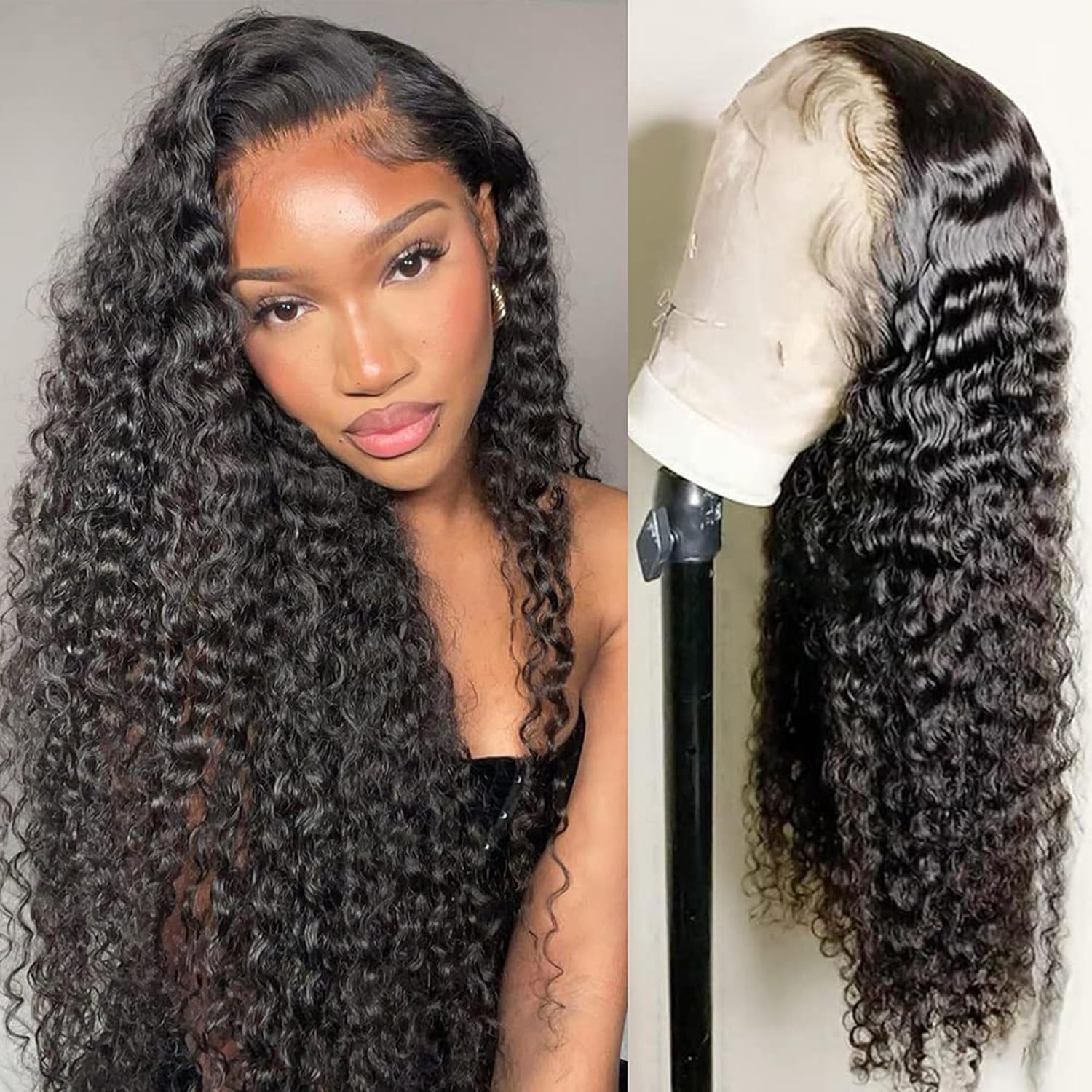 JTW Glueless Wigs，180 Density Curly Lace Front Wigs，25.5