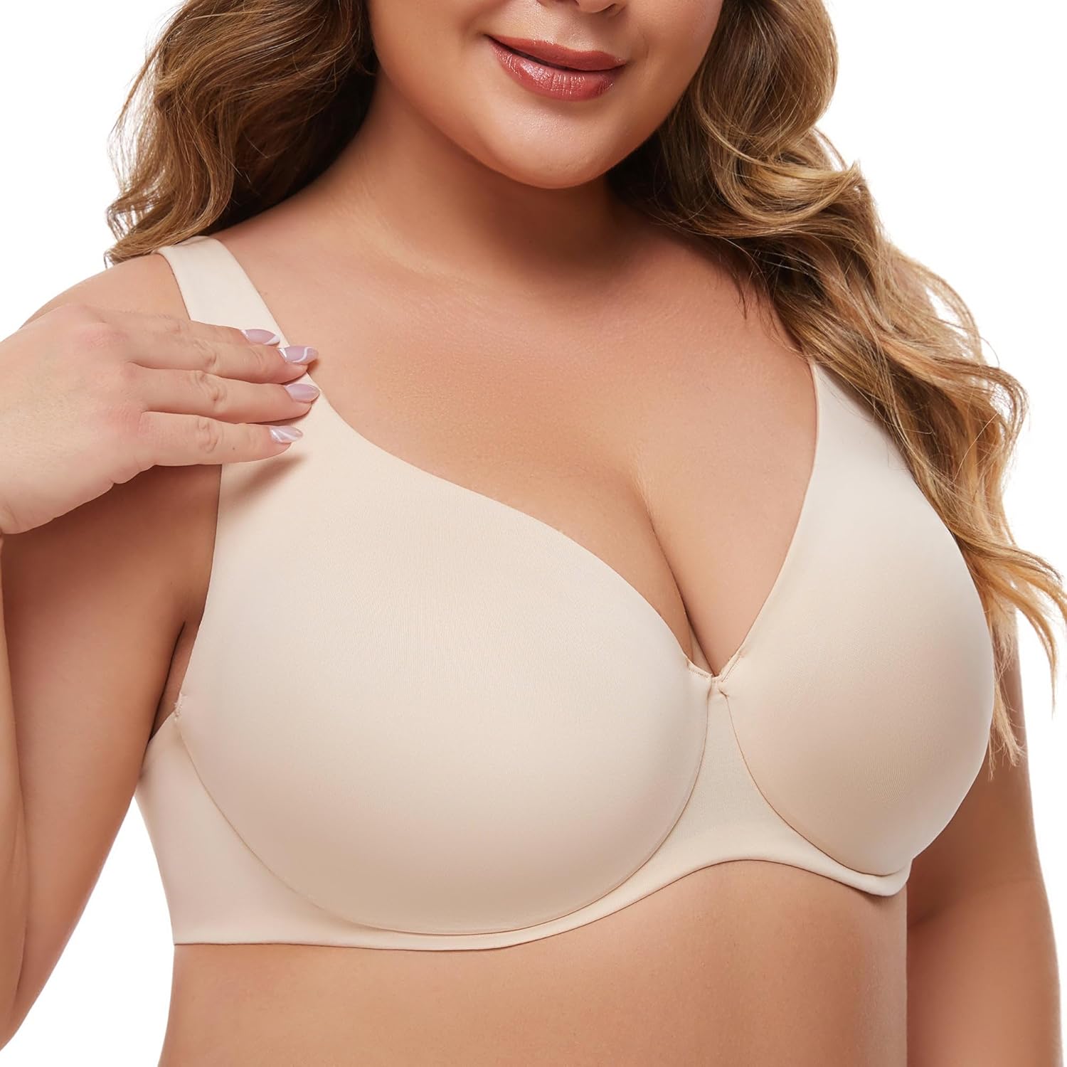 sheroine Minimizer Underwire Full Coverage Unlined Seamless Bra Women's Plus Size Unpadded Everyday Support Bras - Image 2