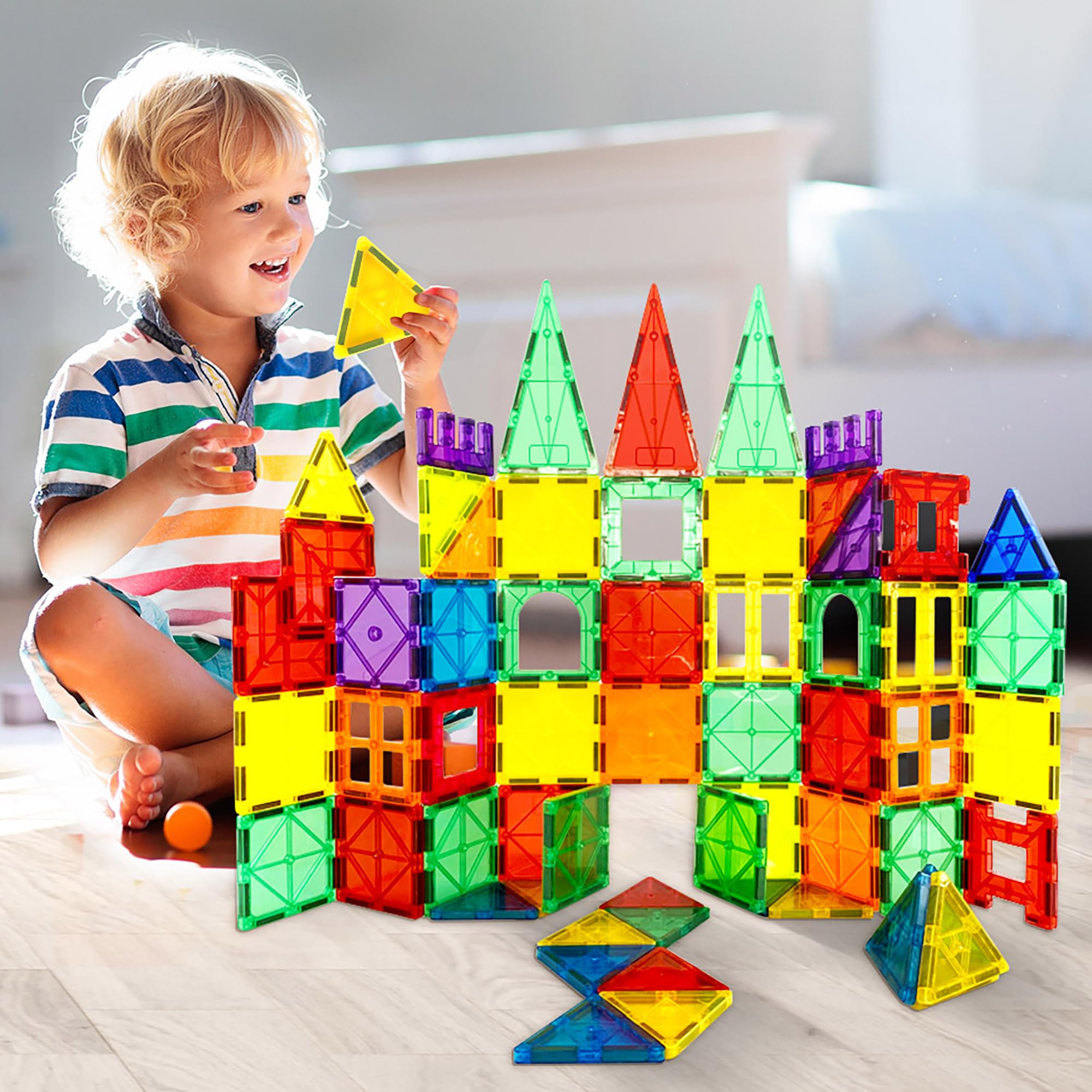 Bopeep Kids Magnetic Tiles Blocks Building Educational Toys Stacking ...