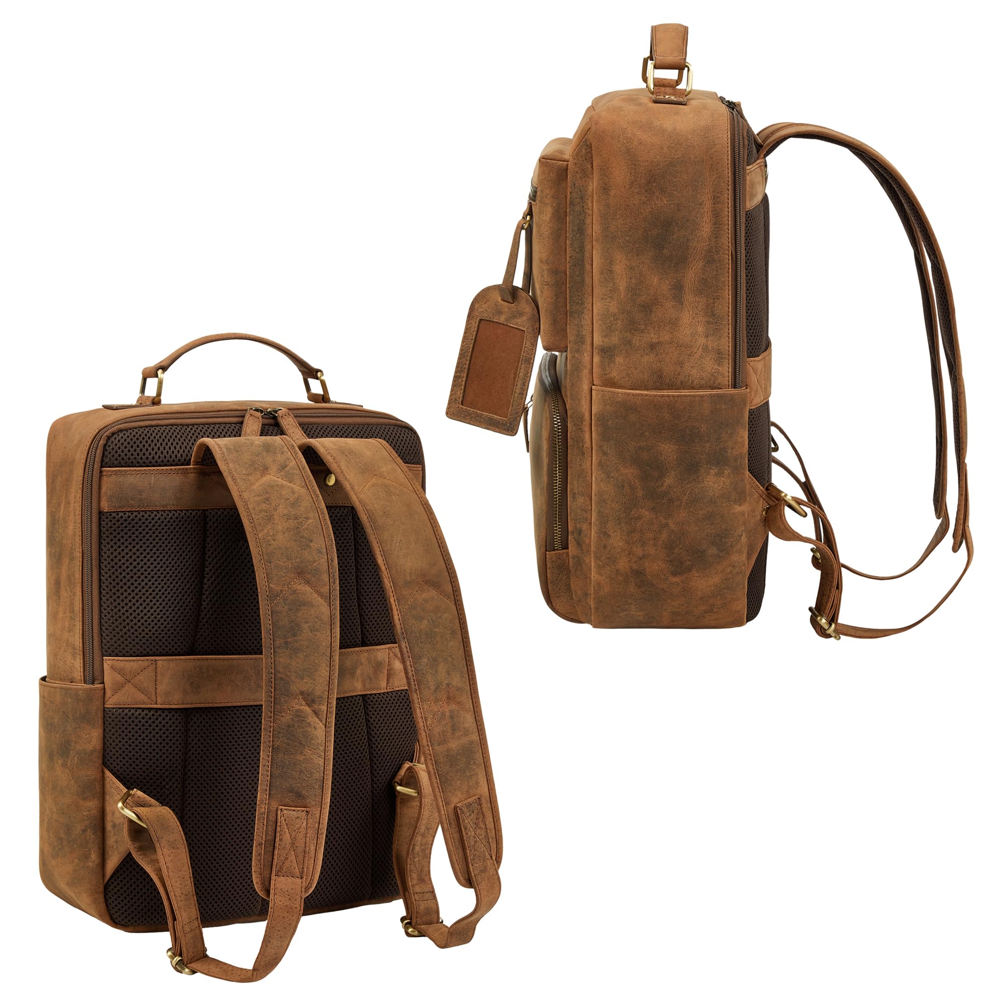 STILORD Moderner Leder Rucksack Herren groß Alejandro mit 15,6 Zoll Laptop-Fach | Business Lederrucksack Echtleder Männer für Büro Arbeit Freizeit Reise Farbe:Avani - braun