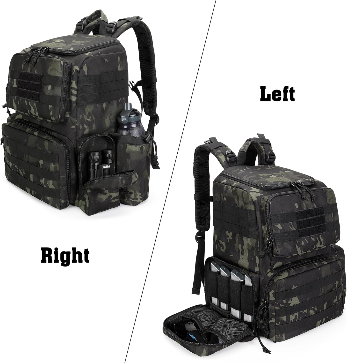 DSLEAF Tactical Range Pistol Backpack with 6 Pistol Cases, Gun Backpack with 9X Magazine Slots for Shooting and Hunting