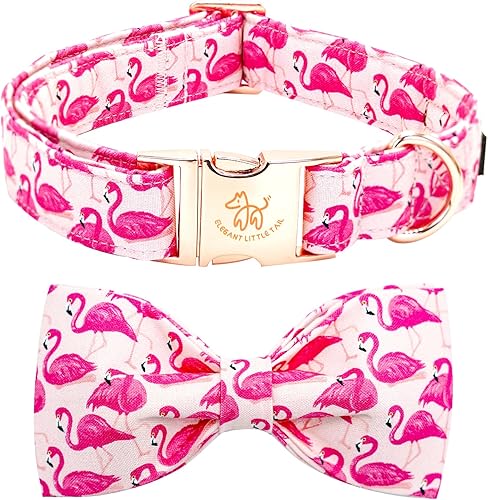 Miniatura 7 de Elegant little tail Collar para perro, collar de perro con corbatín, lindo collar rosa melocotón para mascotas, collar de perro ajustable para