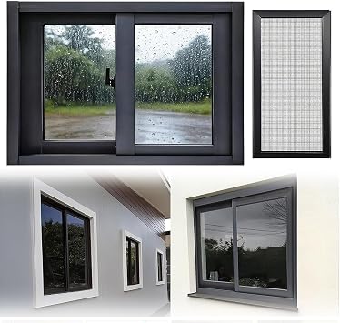 Vinyl Basement Slider Window, 22"x19" 25"x19" 27"x17" 29"x19" 32"x13" 36"x21" Aluminum Sliding Window, Removable Sliding Windows with Screen for Bathroom KitchenBlack,W 28" x H 20"