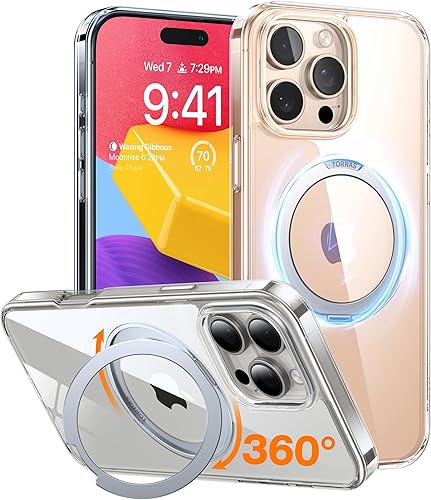 Miniatura 13 de TORRAS Funda magnética giratoria 360 mejorada para iPhone 16 Pro de 6.3 pulgadas, compatible con MagSafe, funda para teléfono 16 Pro, resistente a