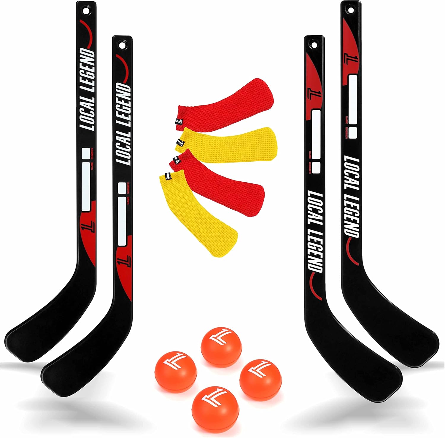 Local Legend™ 12Piece Knee Hockey Set 4 Mini Sticks, 4 Foam Flyballs