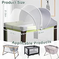 Vista 6 de Pack N Play - Cubierta para tienda de campaña y toldo para moisés, mosquitera transpirable medio opaca con cremallera de 2 vías para cuna, cuna
