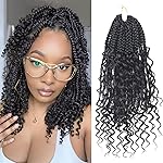 Goddess Box Braids Crochet Hair With Curly Ends 12 Inch Bohomian Box Braids Crochet Braids 1 Packs 3X Crochet Braids Synthetic Braiding Hair Extension for Black Women (12 Inch (Pack of 1), 1B)