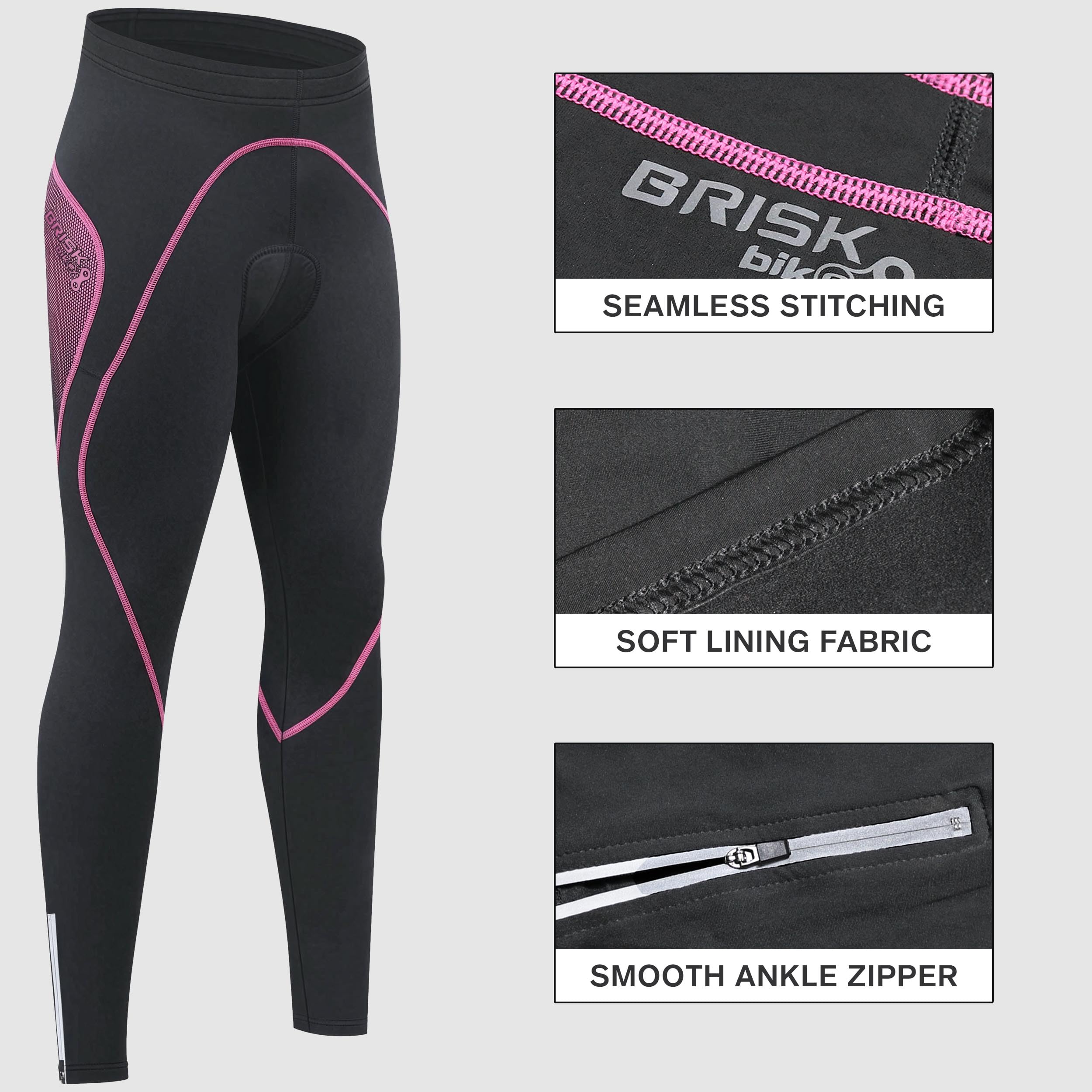 Brisk Bike Donne Collant Ciclisti Termici Pantaloncini Lunghi Leggings Biciclette Collant da Bicicletta Imbottiti