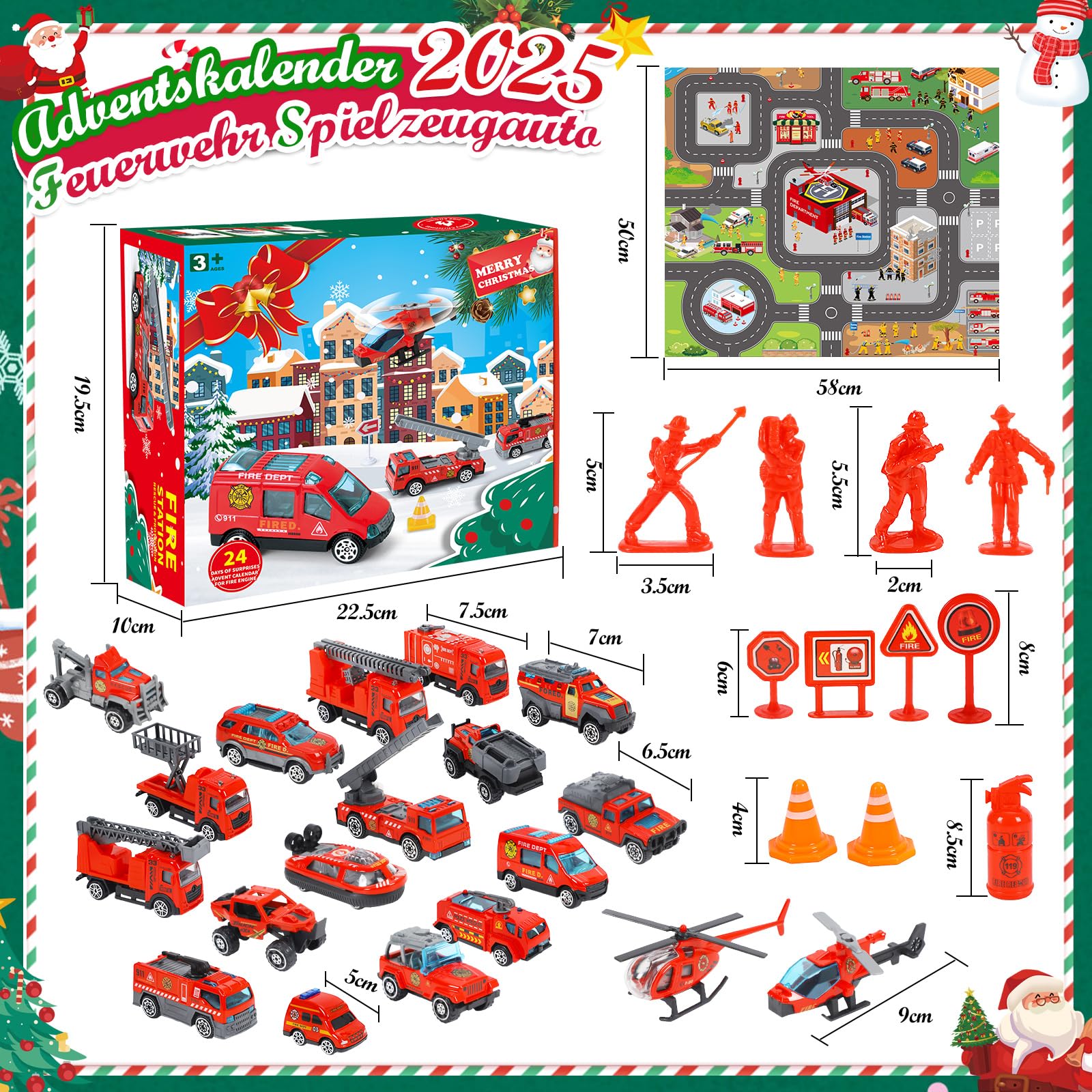 Feuerwehr Adventskalender 2025 - 24 Überraschungen Mit Metall-Feuerwehrautos