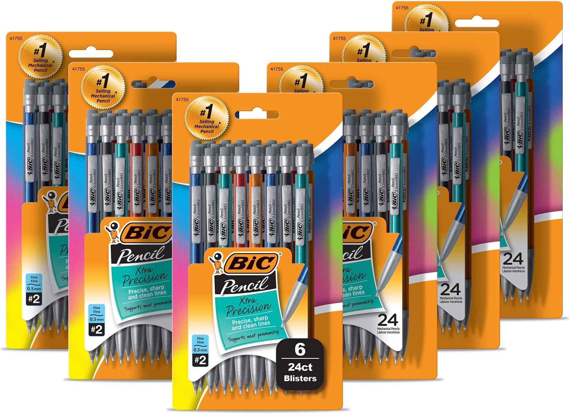 Xtra-Precision Mechanical Pencils with Erasers, Fine Point (0.5mm), Six 24-Count Packs Mechanical Drafting Pencil Set, 144 Pencils