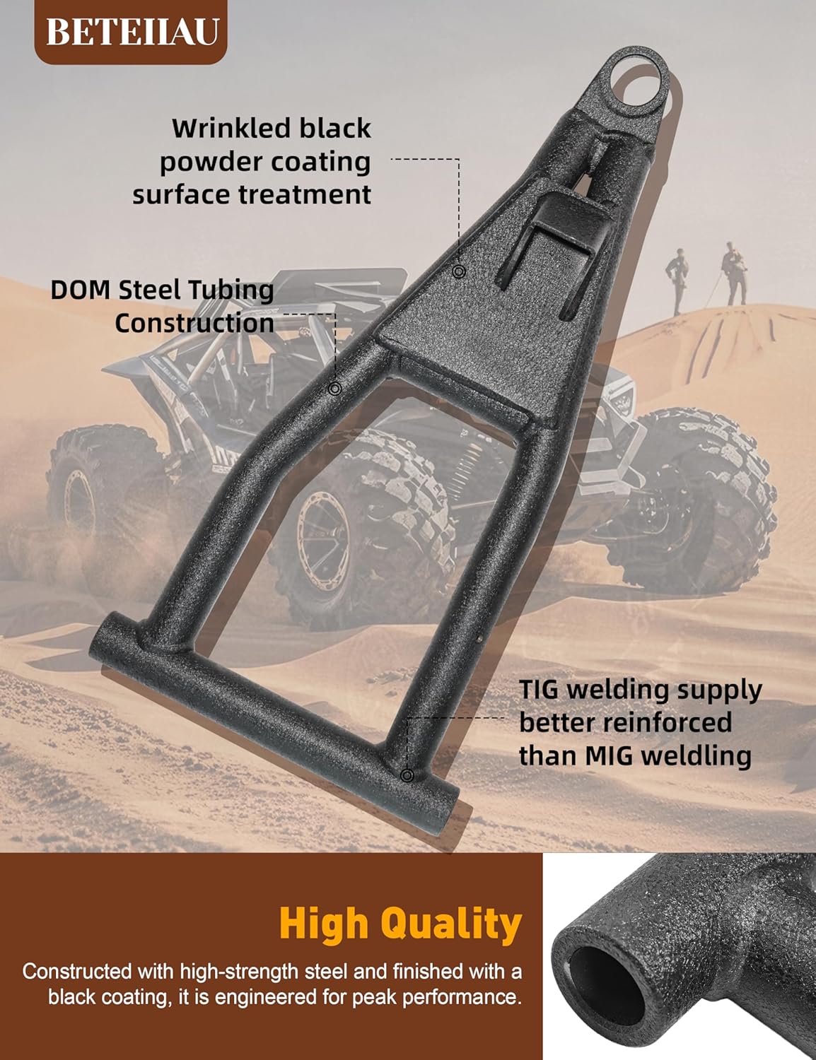 High Clearance 1.5" Forward Offset Front Lower & Upper A-Arms for Polaris Ranger XP 900 (2013-2019) / XP 570 (2015-2016) – Heavy Duty Steel, Tubular Design, Wrinkle Black Powder Coated